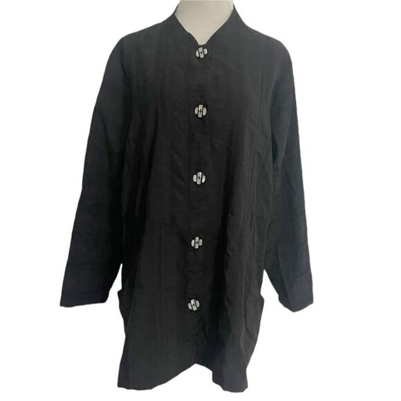 Niche Nilgun Derman Size XL  Top Blouse Button Down Collared Buttons Boxy Artsy - Picture 1 of 7